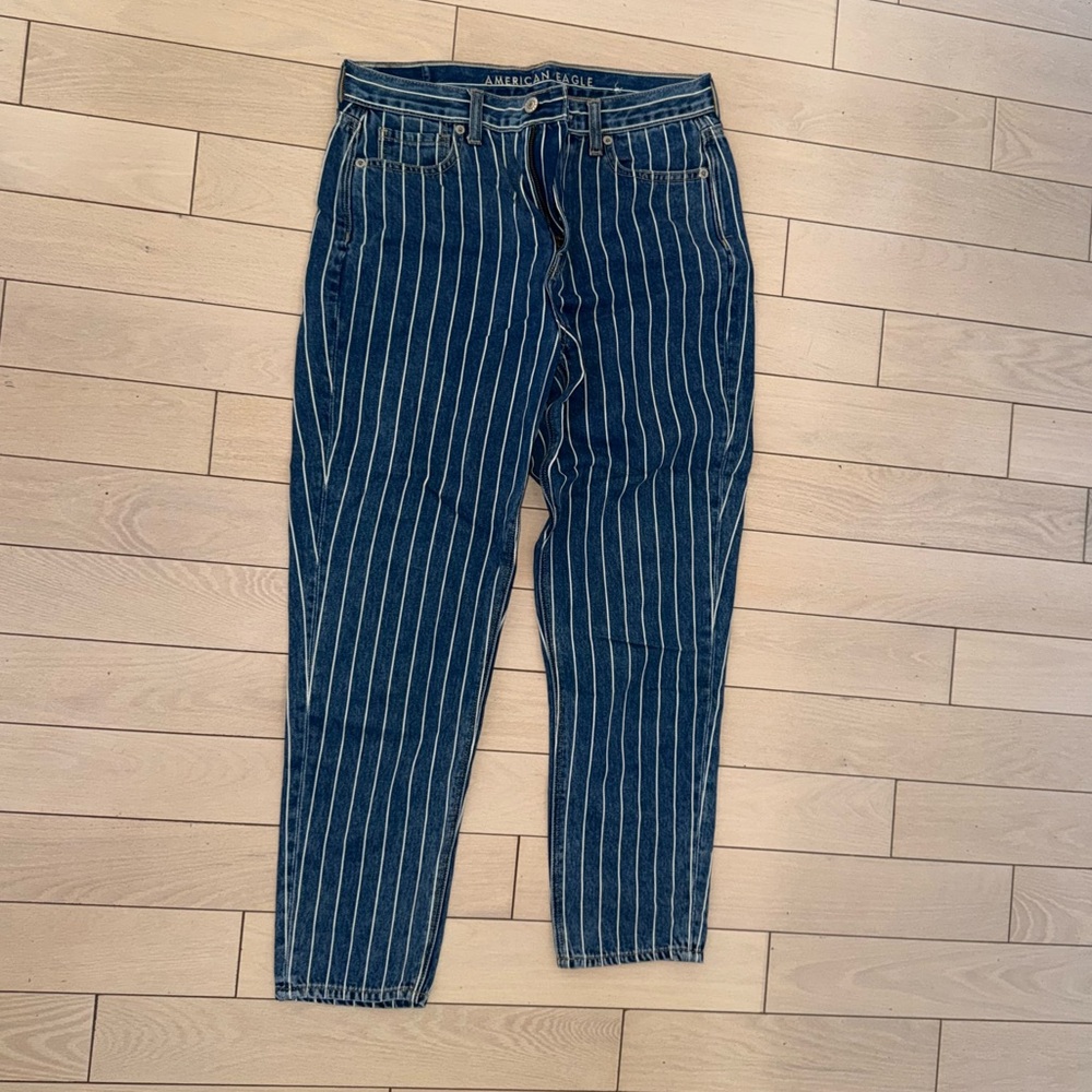 Women's Striped Blue Jeans